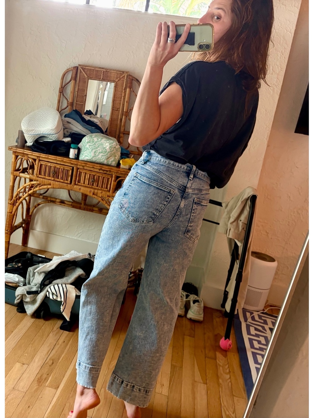 GAP High Rise Stride Ankle Jeans 25 Light Wash Wide Leg Cropped Denim - Picture 2 of 8
